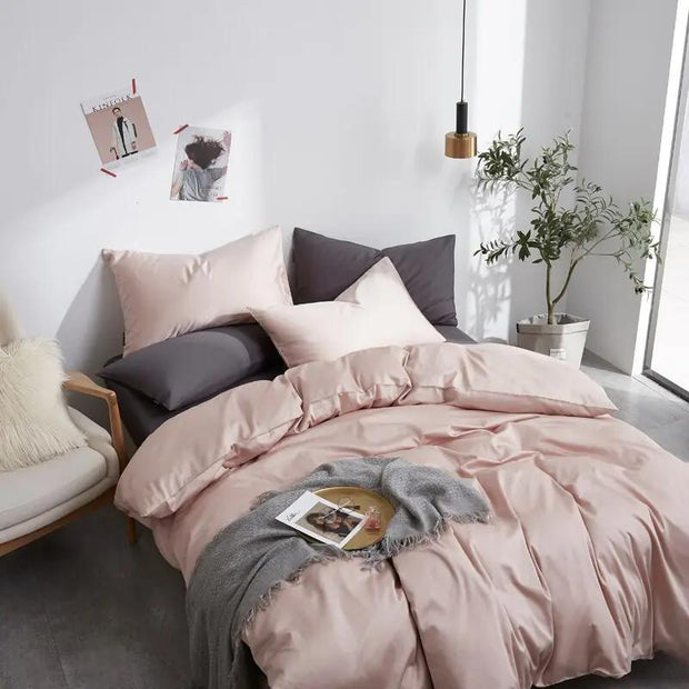 Påslakan set i 100% bomull ljusbrun - Sovmoln