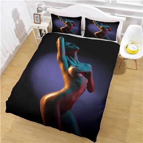 Påslakan med kvinnomotiv i vit bomull - Sovmoln