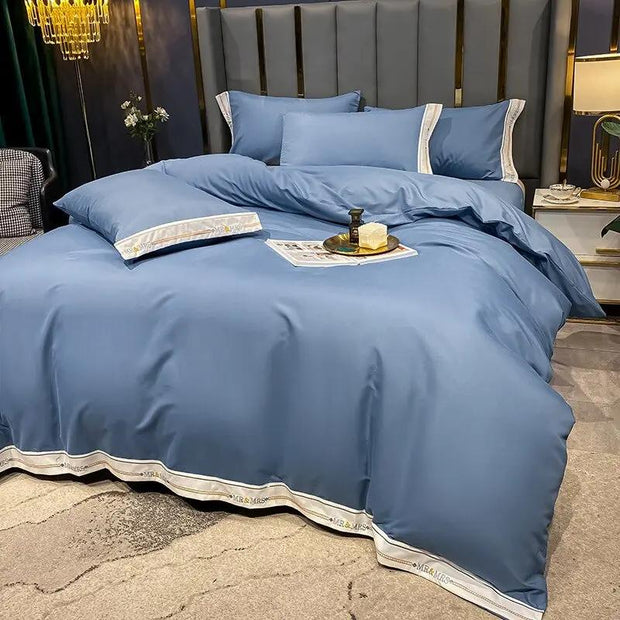 Bäddset i bomull blå för ett bekvämt sovrum - Sovmoln