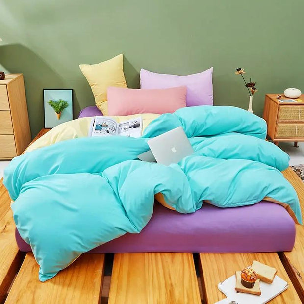 Påslakanset i pastellblått och gult - Sovmoln