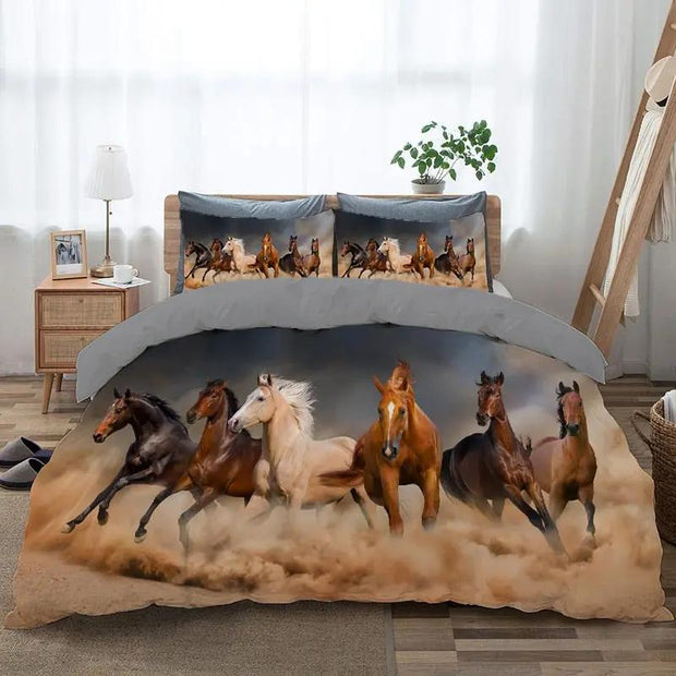 Påslakan med vackra hästar i öknen - Sovmoln